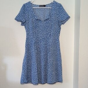 Allegra K Light Blue Heart Pattern Dress